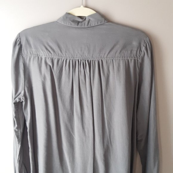Maeve Grey Tie-Front Long-Sleeve Blouse Collar Size Medium - Picture 7 of 13